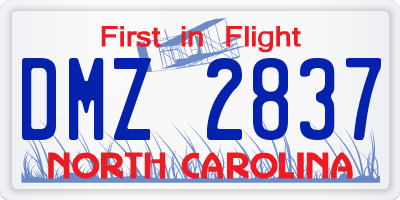 NC license plate DMZ2837