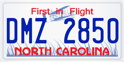 NC license plate DMZ2850
