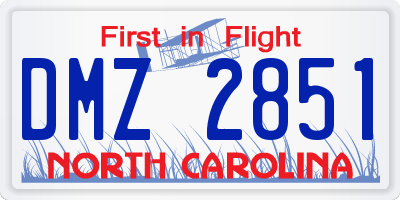 NC license plate DMZ2851
