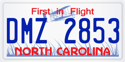 NC license plate DMZ2853