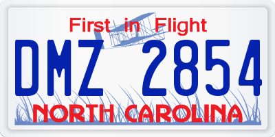 NC license plate DMZ2854