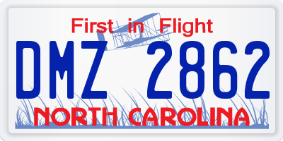 NC license plate DMZ2862