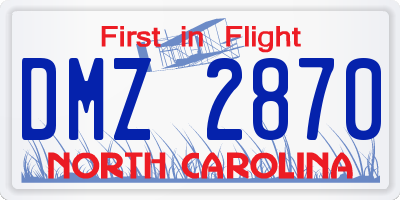 NC license plate DMZ2870