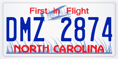 NC license plate DMZ2874