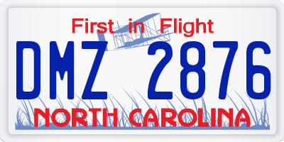 NC license plate DMZ2876