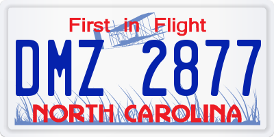 NC license plate DMZ2877