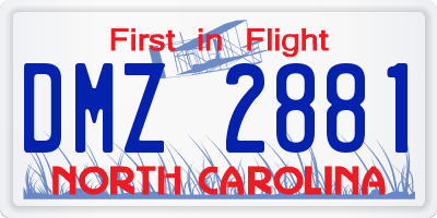 NC license plate DMZ2881
