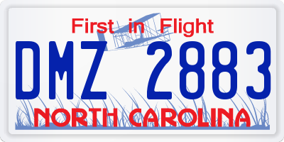 NC license plate DMZ2883