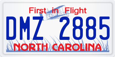 NC license plate DMZ2885