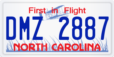 NC license plate DMZ2887