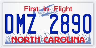 NC license plate DMZ2890