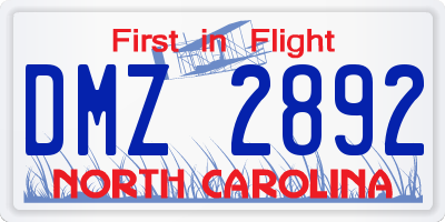 NC license plate DMZ2892