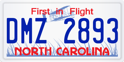NC license plate DMZ2893
