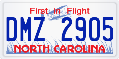 NC license plate DMZ2905