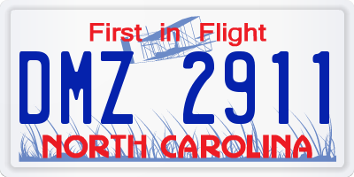 NC license plate DMZ2911