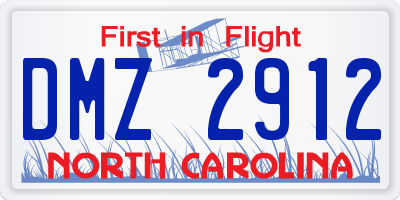 NC license plate DMZ2912