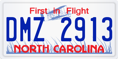 NC license plate DMZ2913