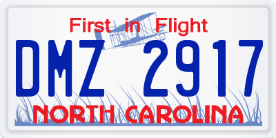 NC license plate DMZ2917