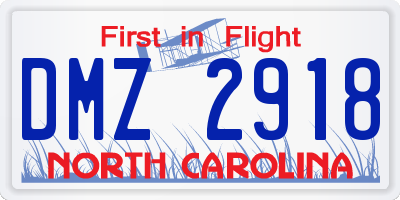 NC license plate DMZ2918