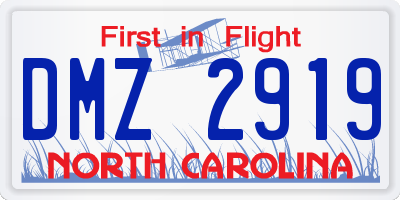 NC license plate DMZ2919
