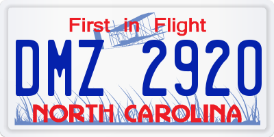 NC license plate DMZ2920