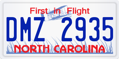 NC license plate DMZ2935