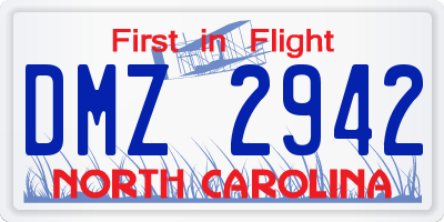 NC license plate DMZ2942