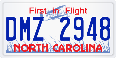 NC license plate DMZ2948