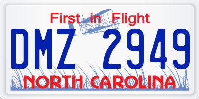 NC license plate DMZ2949