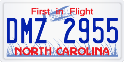 NC license plate DMZ2955