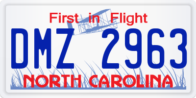 NC license plate DMZ2963