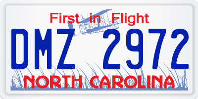 NC license plate DMZ2972