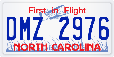 NC license plate DMZ2976