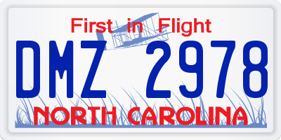 NC license plate DMZ2978