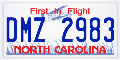 NC license plate DMZ2983