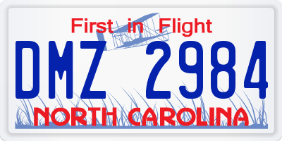 NC license plate DMZ2984
