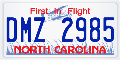 NC license plate DMZ2985
