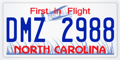 NC license plate DMZ2988
