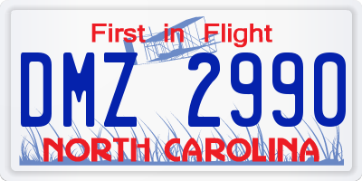 NC license plate DMZ2990