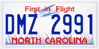 NC license plate DMZ2991