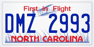 NC license plate DMZ2993