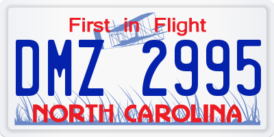 NC license plate DMZ2995