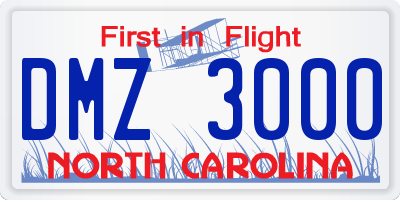 NC license plate DMZ3000