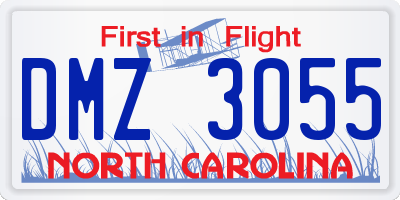 NC license plate DMZ3055