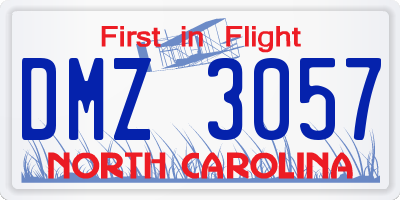 NC license plate DMZ3057