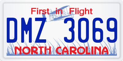 NC license plate DMZ3069