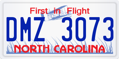 NC license plate DMZ3073