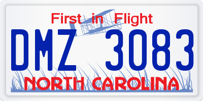 NC license plate DMZ3083