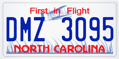 NC license plate DMZ3095
