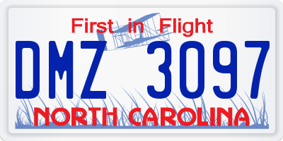 NC license plate DMZ3097